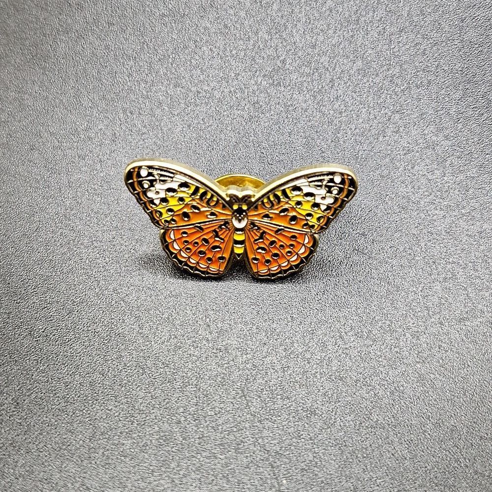 Orange yellow Butterfly pin brooch wearable art accessory